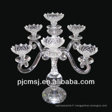 Bougeoir en verre en cristal de Candelabra de 7 bras pour la décoration de table de mariage ou cadeaux